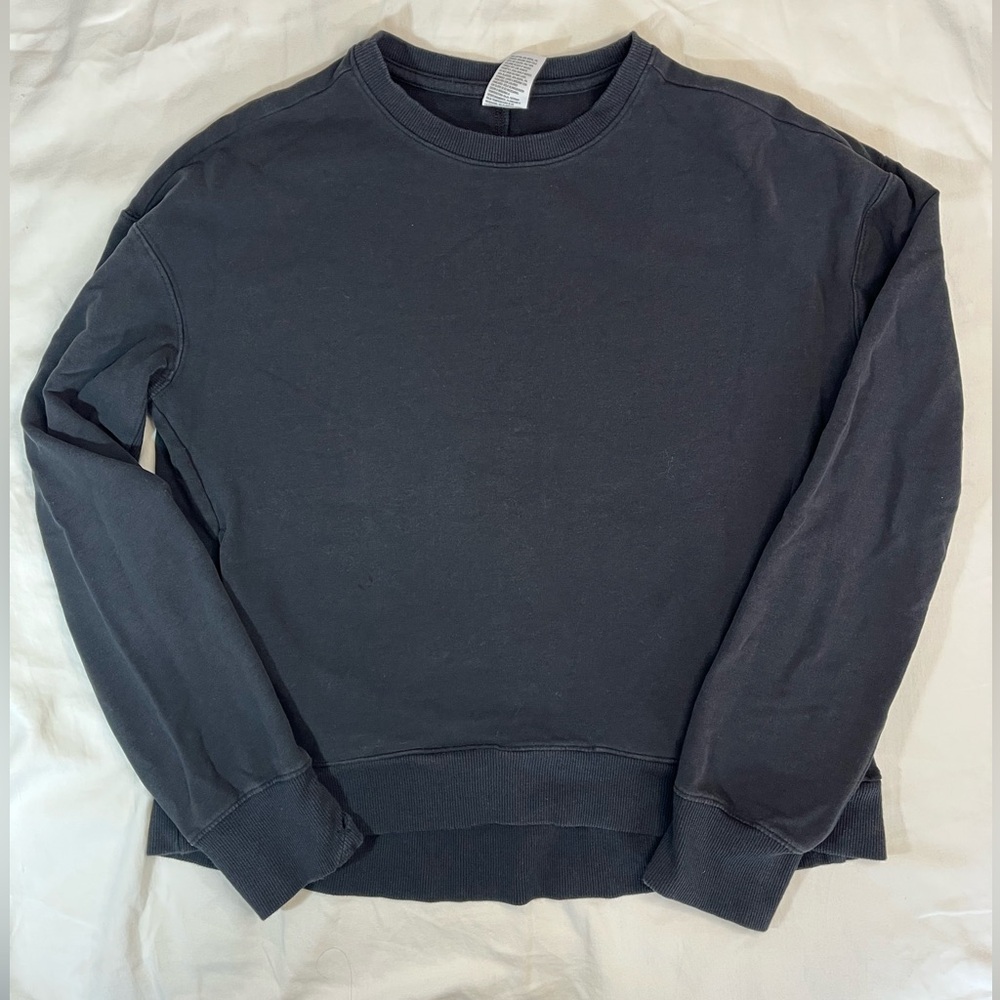 All in Motion Black Cotton Crewneck Sweatshirt w Pockets and Thumbholes Womens S
